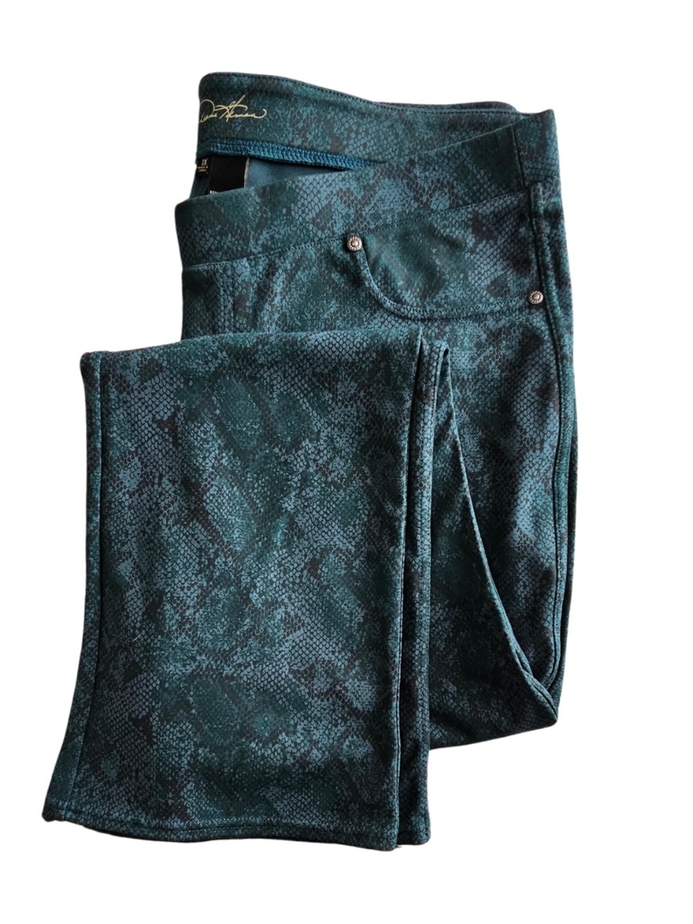 DG2 by Diane Gilman Womens 1X Snake-Print Bootcut Pants